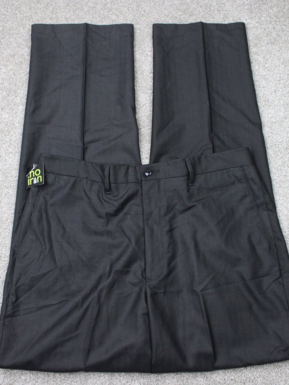 Claiborne Pants NWT Men 36x34 Black Herringbone Pleated No Iron Luxury Sharkskin